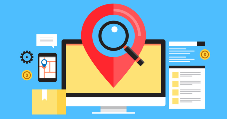 Local Search, SEO, Map Optimization, Flat Vector Banner with Icons Local Search, SEO, Map Optimization, Flat Vector Banner with Icons