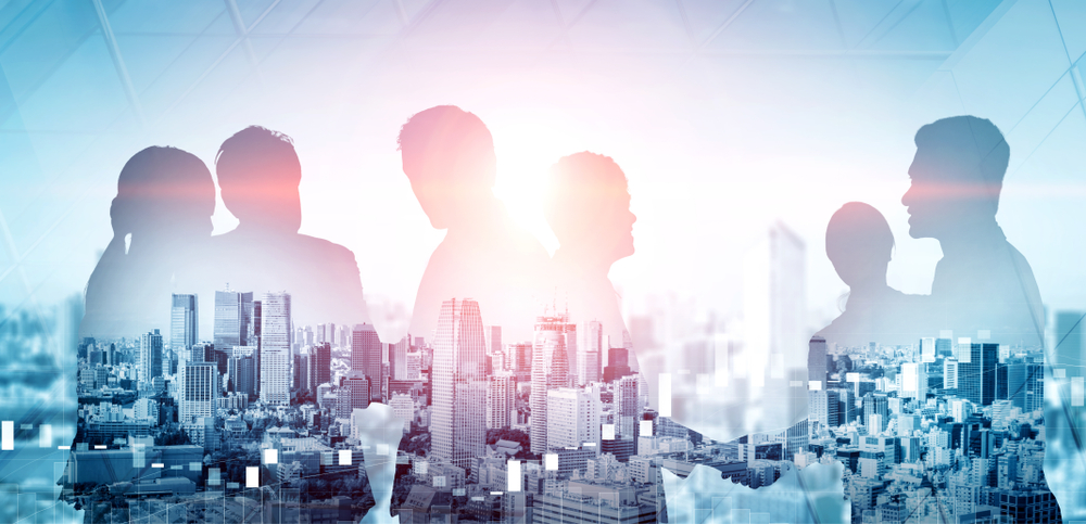 Double,Exposure,Image,Of,Many,Business,People,Conference,Group,Meeting