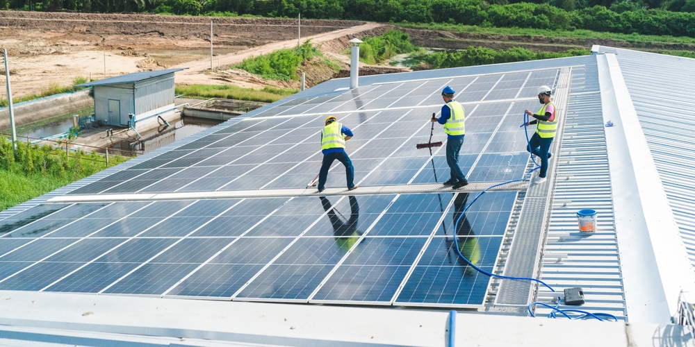 solar installation on the roof