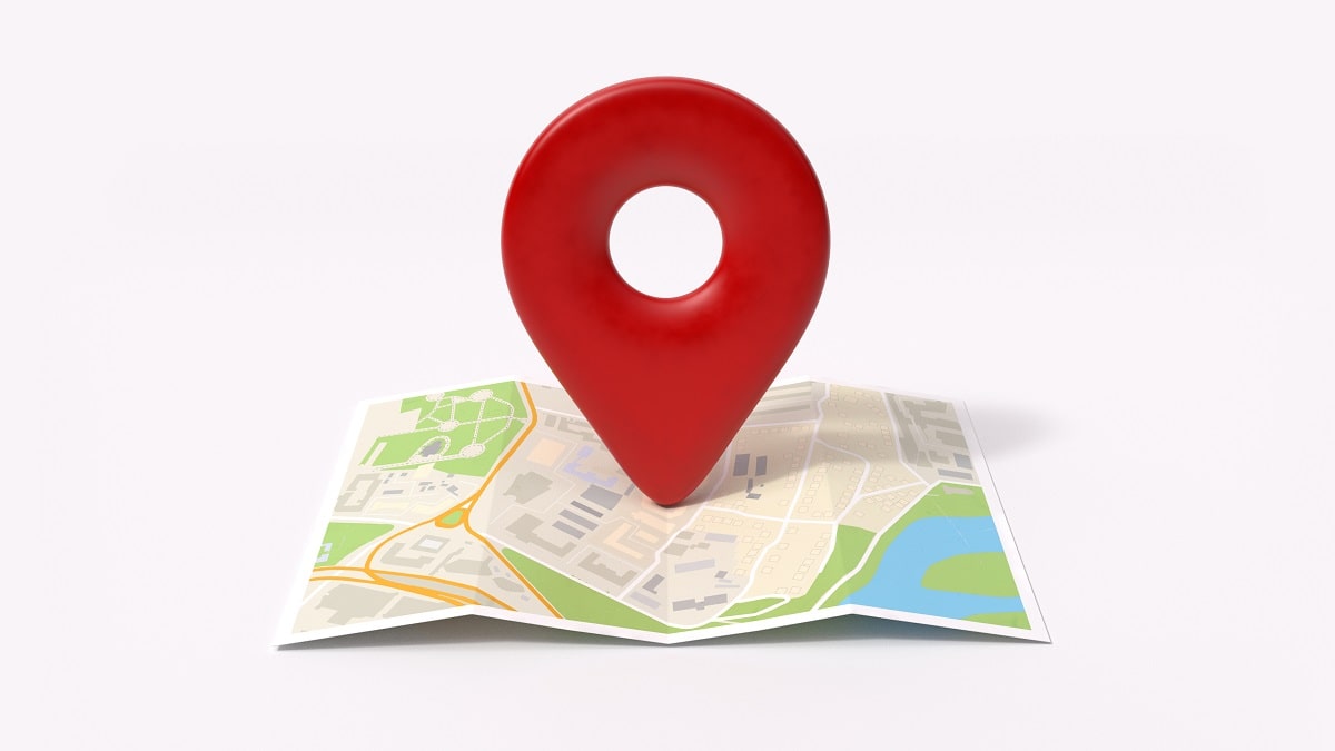 a map with a big, prominent location pin a map with a big, prominent location pin
